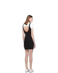 alexanderwang.t White And Black Sport Layering Logo Mini Dress