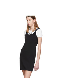 alexanderwang.t White And Black Sport Layering Logo Mini Dress