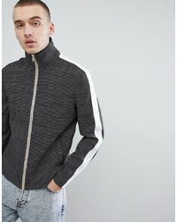 ASOS DESIGN Slim Smart Track Jacket In Black Micro Check With S