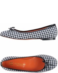 Black and White Check Canvas Ballerina Shoes