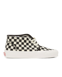 Black and White Check Canvas High Top Sneakers