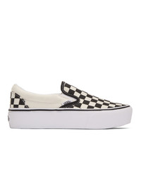 Black and White Check Canvas Slip-on Sneakers