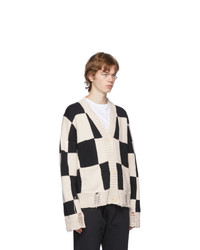 Rhude Black And White Check Hand Knit Sweater