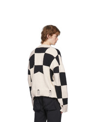 Rhude Black And White Check Hand Knit Sweater
