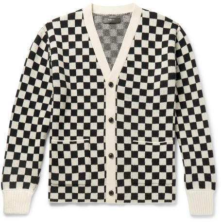 black and white check cardigan