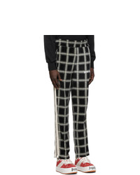 Palm Angels Black And Beige Check Chenille Track Pants