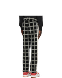 Palm Angels Black And Beige Check Chenille Track Pants