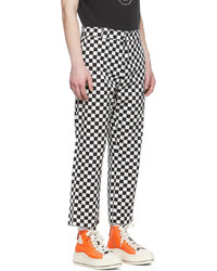 R13 Black White Slouch Checker Trousers