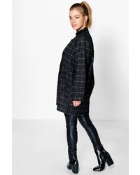 Boohoo Petite Evie Grid Check Cocoon Duster