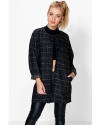 Boohoo Petite Evie Grid Check Cocoon Duster