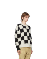 Palm Angels Black And White Check Mohair Sweater