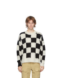 Palm Angels Black And White Check Mohair Sweater