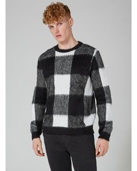 Topman Black And White Check Sweater