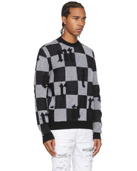 Amiri Black White Jacquard Check Logo Sweater