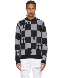 Amiri Black White Jacquard Check Logo Sweater