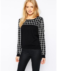 Vero Moda Grid Print Zip Back Sweater