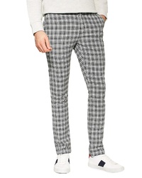 Topman Check Stretch Skinny Fit Trousers