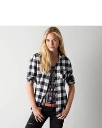 American Eagle Outfitters Black Box Check Flannel Shirt