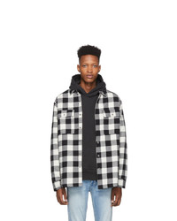 Black and White Check Flannel Long Sleeve Shirt