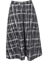 Boohoo Emmie Sketchy Grid A Line Box Pleat Midi Skirt