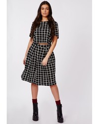 Missguided Plus Size Grid Print Midi Skirt