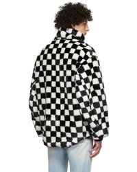 R13 Black White Checker Faux Fur Jacket