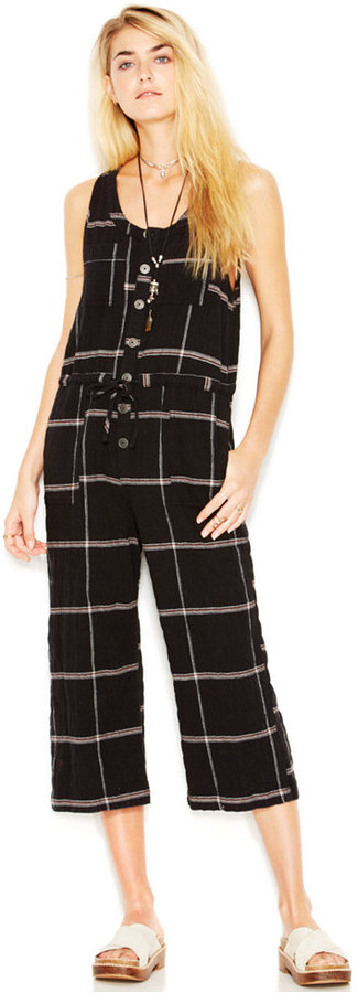 free people plaid jumpsuit