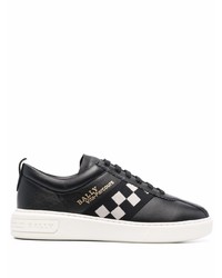 Black and White Check Leather Low Top Sneakers