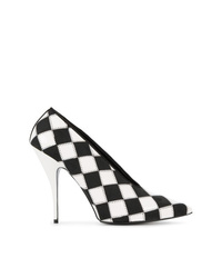 Black and White Check Leather Pumps