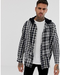 Diesel S Michi Oversized Shirt With Hood In Check