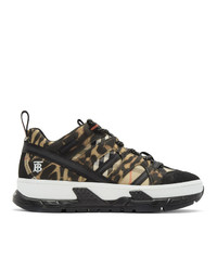 Burberry Black And Beige Union Leopard Sneakers