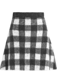 Balenciaga Checked Brushed Knitted Mini Skirt Black