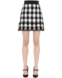 Dolce & Gabbana High Waisted Check Wool Blend Mini Skirt