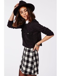 Missguided Ellie Wool Check A Line Skirt Monochrome | Where to buy ...