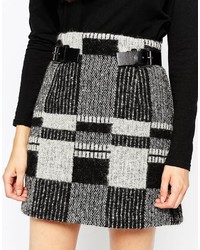 Asos Mini Skirt In Wool Mix Check With Buckle Detail