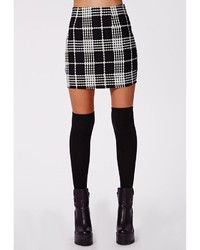 Missguided Ann Check Textured Mini Skirt Black