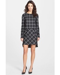 French Connection Fast Ciao Check Long Sleeve Shift Dress