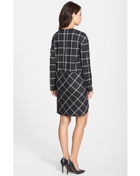 French Connection Fast Ciao Check Long Sleeve Shift Dress
