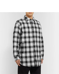 Acne Studios Quilted Checked Herringbone Cotton Blend Overshirt