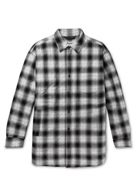 Acne Studios Quilted Checked Herringbone Cotton Blend Overshirt