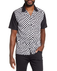 John Varvatos Star USA Bobby Checkerboard Short Sleeve Button Up Bowling Shirt