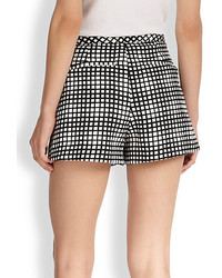 L'Agence Check Print Pleated Shorts