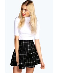 Black and White Check Skater Skirt