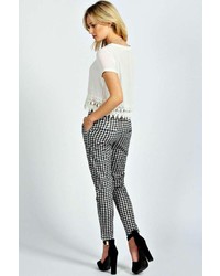 Boohoo Claire Gingham Checked 78th Slim Leg Trousers