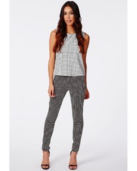 Missguided Alicia Check Skinny Fit Trousers Black
