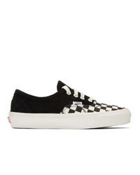 Black and White Check Suede Low Top Sneakers
