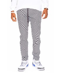 Skidz Trippy Check Cotton Track Pants In Blackwhite At Nordstrom