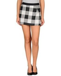 Black and White Check Wool Skirt