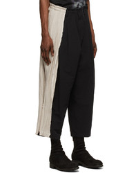 Yohji Yamamoto Black Off White Linen Trousers