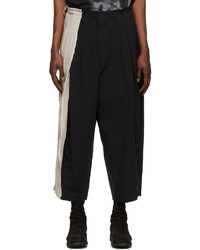 Yohji Yamamoto Black Off White Linen Trousers